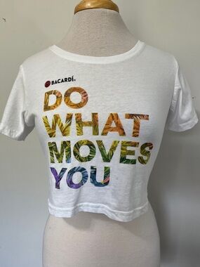 Bacardi Rum Crop Top Pub Crawl Booze Cruise Tropical Palm Trees Size Medium